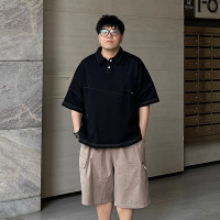 大尺碼300斤POLO衫短袖T恤男裝夏季設計感寬鬆高級痞帥休閒上衣服