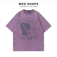 wen shops【限時兩件八八折】美式復古洗水做舊oversize情侶裝夏