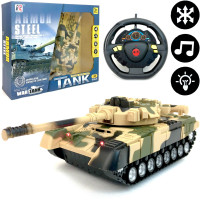 Радиоуправляемый боевой танк Tank, 1:18, движется во всех направлениях, звук стрельбы, подсветка, военная техника, аккумулятор, 28х11х9 см