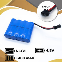 Аккумулятор для танкового боя увеличенной емкости Ni-Cd 4,8V 1400mAh AA, разъем YP