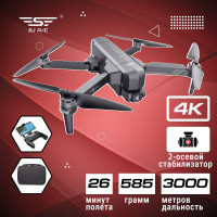 Квадрокоптер SJRC F11S 4K PRO 2-AXIS 4K EIS 5G GPS RTF - F11S 4K PRO / Дальность полета до 3000 м, время полета до 26 минут, двухосевой подвес / Дрон с камерой 4К