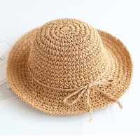 Летняя пляжная шляпа ручной работы для девочек, складная дышащая соломенная шляпа из рафии с большими полями для родителей и детей, новинка 2023