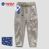 NASA重磅復古工裝褲子男春夏寬鬆直筒潮牌夏季休閒褲闊腿九分褲棉
