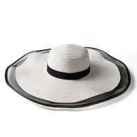 Шляпа женская Соломенная с большими полями, элегантная пляжная Панама из органзы, тонкий солнцезащитный козырек для отдыха, лето