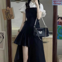 Женское платье-рубашка Xgoth 2023SS, нежная уличная одежда, Корейская Облегающая рубашка с оборками, юбка с асимметричными подтяжками, комплект из 2 предметов/одна штука
