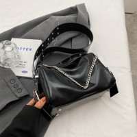 Модная женская сумка через плечо из мягкой серебристой кожи, дамские сумочки на цепочке, новинка 2023, сумка-мешок через плечо
