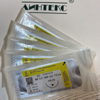 Шовный материал хирургический КЕТГУТ USP 2/0 (МР 3,5), 75см., с иглой РЕЖУЩАЯ HS-30 (5шт/уп) Линтекс