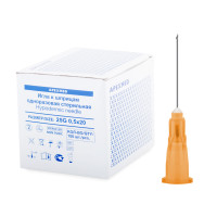 Игла инъекционная Apexmed Луер, 25G, 0,5х20 мм, 100 шт, стерильная, для внутривенных и внутримышечных инъекций и уколов