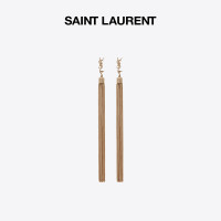 YSL/聖羅蘭 女士LOULOU淺金色帶流蘇鏈條黃銅耳環