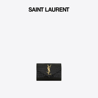 YSL/聖羅蘭 女士LE CASSANDRE小號黑色鱷魚紋皮革信封錢包