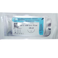 Шовный материал "линтекс" Монофил - полипропиленовая нерассасывающаяся нить (2/0) с одной иглой 75см HR-25