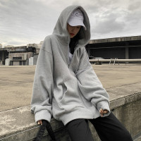 連帽拉鍊衛衣女秋冬新款上衣加絨加厚寬鬆bf慵懶開衫oversize外套