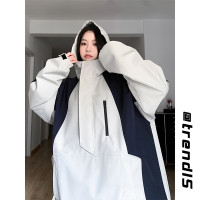 國潮機能風衝鋒衣外套高級感設計感vintage撞色拼接連帽運動衫夾克