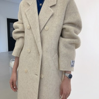 Женское шерстяное пальто в стиле ретро, классическое двубортное Свободное длинное пальто из смешанной шерсти в стиле ретро, G497