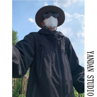 vintage美式衝鋒衣潮牌半高領外套男日系cityboy拉鍊開叉情侶夾克