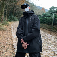 山系大尺碼刺繡字母連帽夾克情侶外套高級感oversize戶外機能衝鋒衣