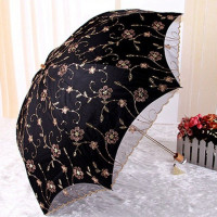 Женские складные зонты с кружевом, защита от УФ излучения, солнца, дождя, с вышивкой, с принтом розовых цветов, карманный зонтик принцессы