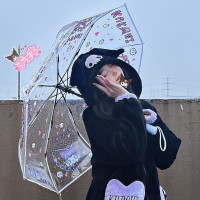 Милый прозрачный зонт в готическом стиле для ветра, тяжелого дождя, женский зонт от солнца, романтический купол в стиле принцессы, ветрозащитный