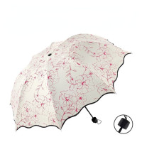Складной зонт с цветочным принтом, модный портативный ручной мини-зонтик для защиты от солнца и ультрафиолета, для летнего использования