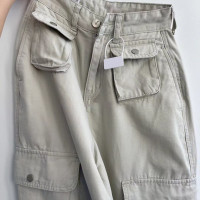 美式高街米白色工裝褲女秋季設計感寬鬆闊腿褲hiphop休閒運動褲子