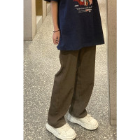 棕色西裝褲女直筒高腰春秋新款大尺碼胖mm寬鬆顯瘦休閒百搭闊腿褲子