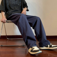 藏青色工裝褲女春秋日系oldschool褲子美式復古鹽系直筒休閒長褲