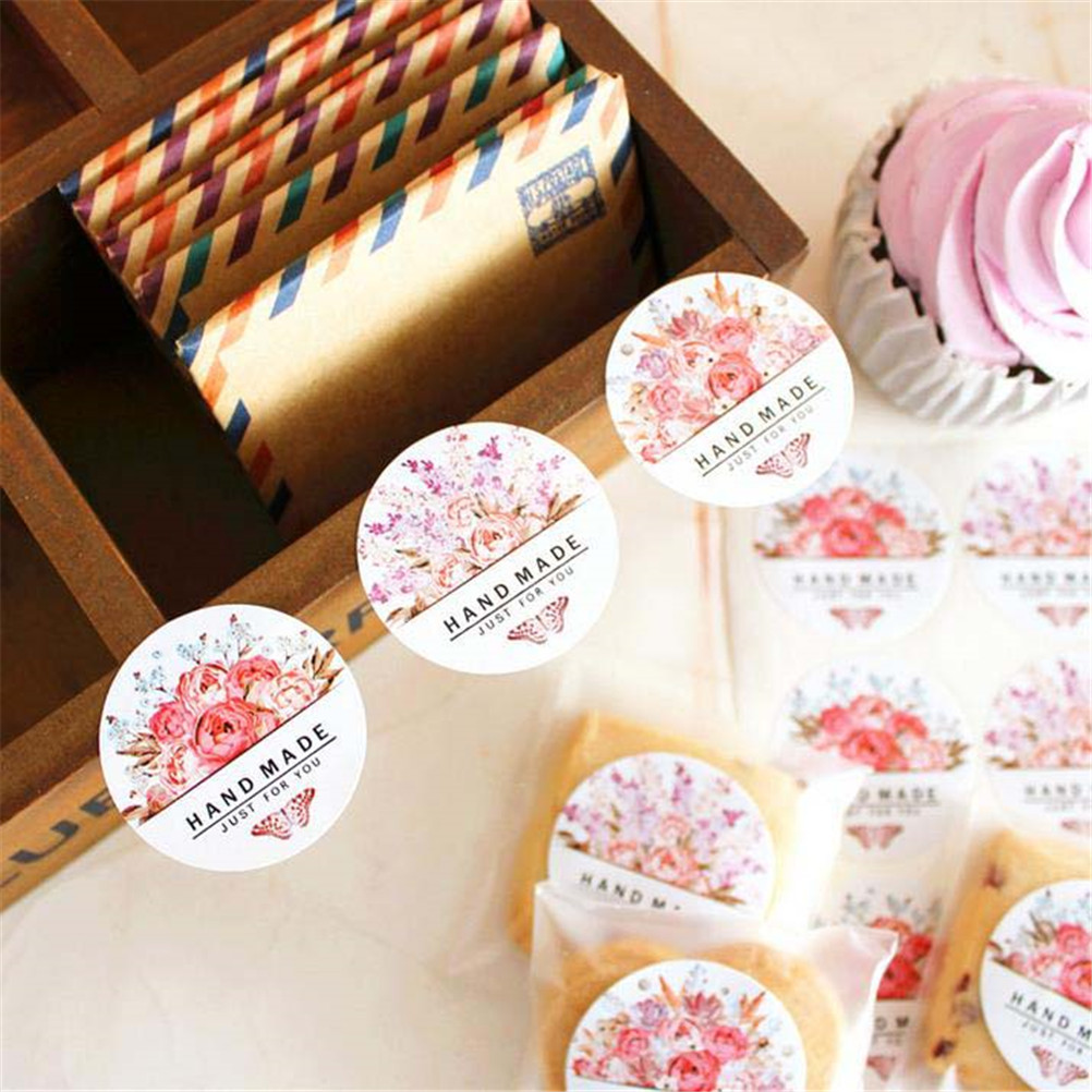 54 Pcs/Lot Hand Made Flower Design Sticker Labels Food Seals, DIY Gift Stickers For Wedding Seals