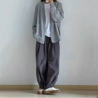 100純棉日系復古ins直筒工裝褲寬鬆垂感闊腿中性風燈籠褲子男女潮
