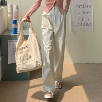 白色休閒褲女2023年夏季新寬鬆直筒西裝闊腿褲子顯瘦高腰工裝長褲