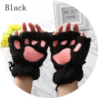 Перчатки без пальцев, с кошачьими лапками, пушистые, прекрасная зимняя теплая, 1 пара