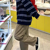 日系卡其色工裝褲子女春秋2023新款爆款直筒褲顯瘦高街休閒寬褲