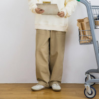 清水町 SMZD 2023秋季日系復古休閒寬鬆長褲直筒自然腰工裝闊腿褲