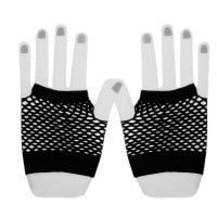 Перчатки короткие в сетку без пальцев, однотонные, черные, для вечевечерние танцевальных клубов, нейлоновые, из спандекса