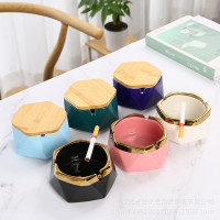 时尚陶瓷烟灰缸 创意个性北欧轻奢带盖简约现代家用酒店 商务礼品