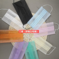 一次性口罩超薄透气一二层夏季无纺布款蓝粉白色黑色紫色时尚网红