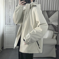 機能風衝鋒衣男春秋工裝美式潮牌港風高級感連帽寬鬆韓版情侶外套