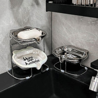 新款熊头陶瓷肥皂盒沥水家用不积水轻奢电镀多层香皂盒免打孔批发