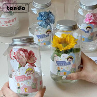 教师节新款网红冰冻玫瑰高颜值单支向日葵鲜花束包装盒塑料花瓶