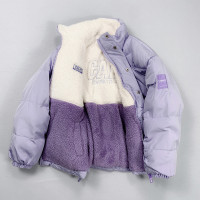 韓國反季羽絨服女2023年新款短款兩面穿加厚羊羔絨立領學生外套潮