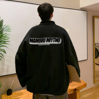 oversize外套男春秋冬季美式復古vintage夾克ins潮牌立領開衫厚棉T