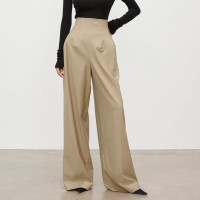 Осенне-зимние высококачественные брюки с широкими штанинами и поясом в стиле ретро женские брюки