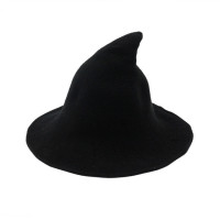 Новинка, элегантная вязаная шапка ведьмы на Хэллоуин для мужчин и женщин, осенне-зимние Панамы, шерстяные вязаные шапки, складные однотонные Остроконечные шапки, подарки