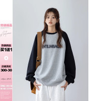 AzLan重磅380G圓領厚棉T女2023新款美式復古寬鬆休閒插肩袖上衣潮