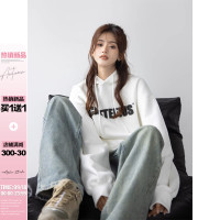 AzLan重磅380G連帽運動衫外套2023新款女春秋寬鬆慵懶風長袖上衣潮