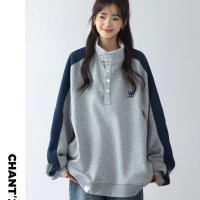 AzLan重磅380G無帽衛衣2023新款女美式復古vintage插肩袖休閒上衣