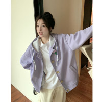 甜美森系設計感連帽長袖厚棉T女裝秋季2023新款時尚加厚寬鬆外套潮