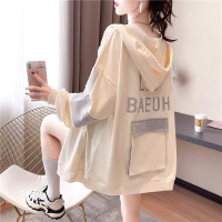 衛褲厚棉T外套少女春秋2023新款初中高中學生寬鬆休閒薄款工裝上衣