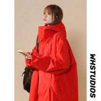 2023兔年本命年男裝大紅色外套男機能風雙拉鍊衝鋒衣春節情侶衣服