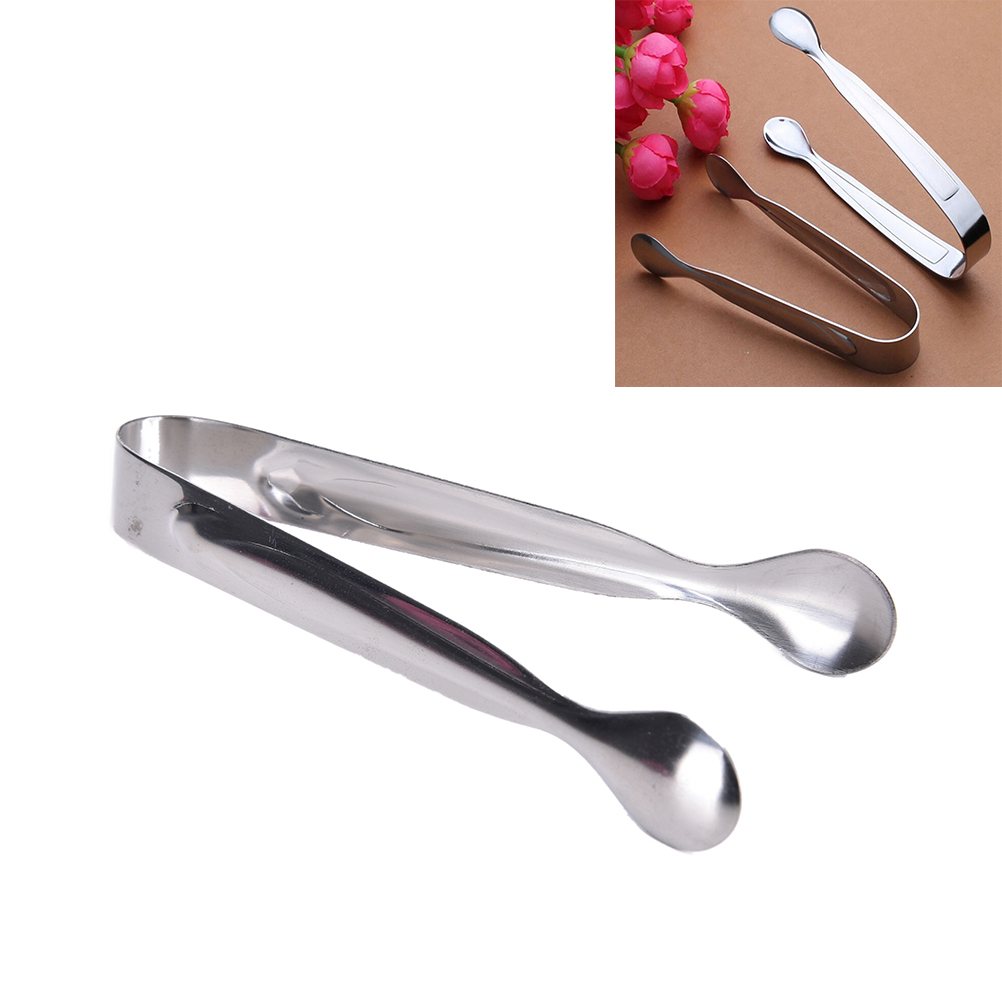 1Pc Stainless Steel Food Ice Clamp Coffee Sugar Tongs Tool Bar Kitchen Barbecue BBQ Clip