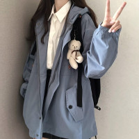 初中高中學生工裝外套少女春秋裝2023新款韓版寬鬆休閒夾克上衣服